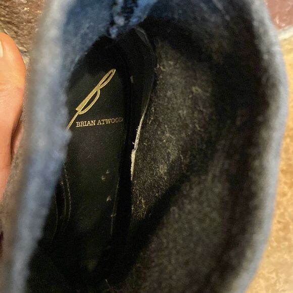 Brian Atwood grey heather stretch knit fabric peep toe heeled booties‎ - Picture 3 of 8